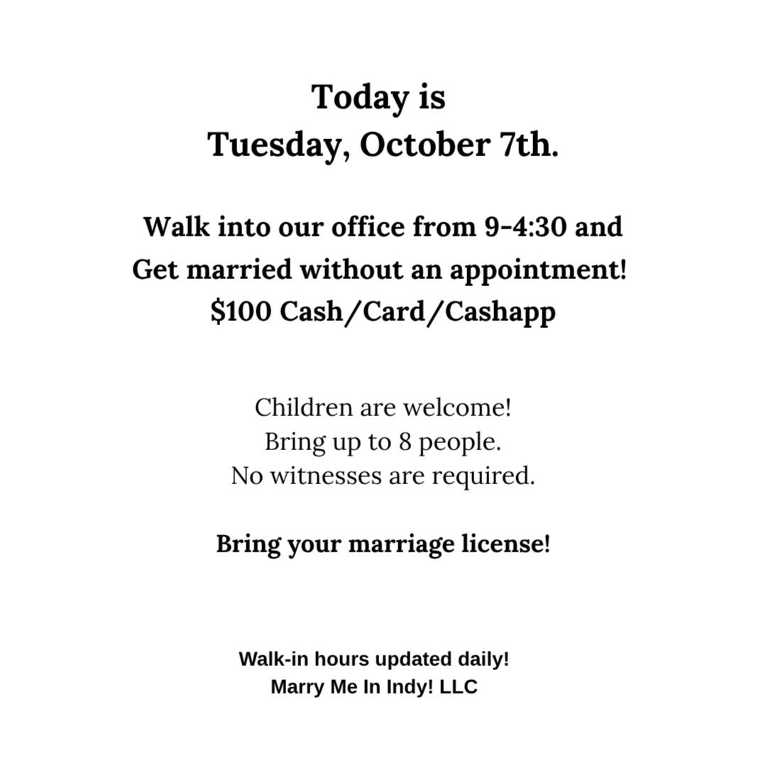 Simple, Legal weddings. Professional, full-time wedding officiants available every day. Justice of the Peace-style wedding ceremonies in downtown Indianapolis.