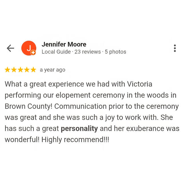 Victoria's Small Wedding Review Marry Me In Indy Reviews